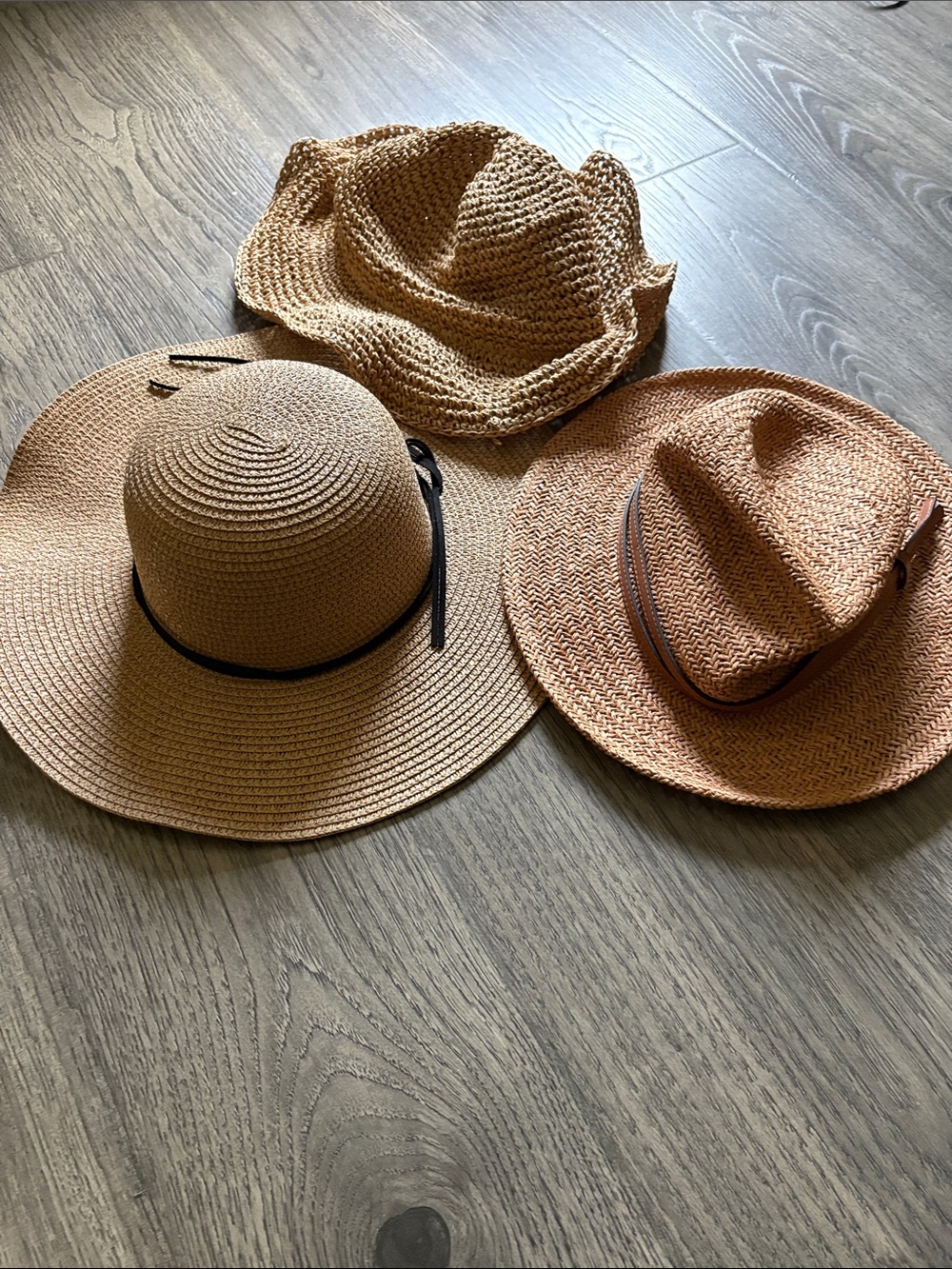 3 straw hats. All new & never worn. You are buying the lot of 3!!
